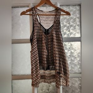 Mind code sheer multicolor zip up tank top